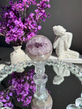 Load image into Gallery viewer, amethyst sphere with green/ pink pastel banding  3152
