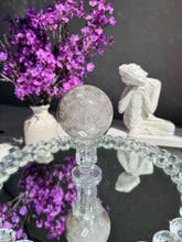 Load image into Gallery viewer, amethyst sphere with green/ pink pastel banding  3152
