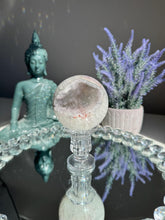 Load image into Gallery viewer, Druzy quartz sphere with amethyst 3152
