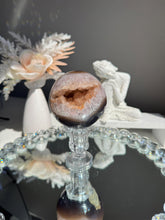 Load image into Gallery viewer, Orange rainbow amethyst sphere with agate 3151
