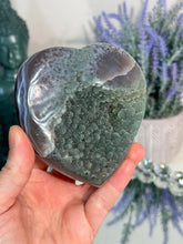 Load image into Gallery viewer, Green Amethyst Heart, Rainbow Crystal Decor, Uruguay Mineral
