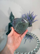 Load image into Gallery viewer, Green Amethyst Heart, Rainbow Crystal Decor, Uruguay Mineral
