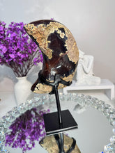 Load image into Gallery viewer, Druzy amethyst moon with pink banding 3180 amethyst geode
