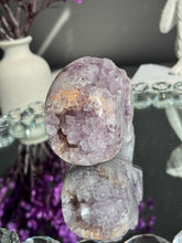 Load image into Gallery viewer, Lilac Pink amethyst skull with amethyst 3197
