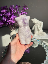 Load image into Gallery viewer, Druzy Pink amethyst goddess body with amethyst 3198 crystal woman
