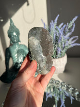 Load image into Gallery viewer, Rainbow amethyst geode with calcite 3207
