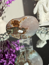 Load image into Gallery viewer, Pink sugar Rainbow amethyst heart with calcite 3207
