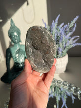 Load image into Gallery viewer, Rainbow amethyst geode with calcite 3207
