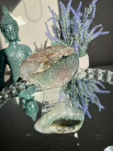 Load image into Gallery viewer, Green rainbow amethyst geode with pink 3206

