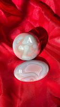 Load image into Gallery viewer, Pink Swazi Agate Sphere and Palm Stone, Smooth Polished Gemstone
