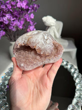 Load image into Gallery viewer, pink Rainbow sugar amethyst geode 3285
