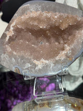 Load image into Gallery viewer, pink Rainbow sugar amethyst geode 3286
