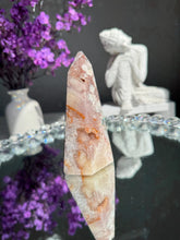 Load image into Gallery viewer, Pink amethyst tower with quartz druzy 3307
