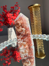 Load image into Gallery viewer, Rare Natural Red Pink Amethyst Tower, Druzy Crystal Decor, Brazilian Quartz Healing Stone 3304
