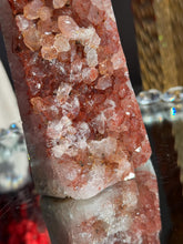 Load image into Gallery viewer, Rare Natural Red Pink Amethyst Tower, Druzy Crystal Decor, Brazilian Quartz Healing Stone 3304
