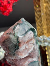 Load image into Gallery viewer, Natural Red Pink Amethyst Tower, Druzy Crystal Decor, Brazilian Quartz Healing Stone 3305

