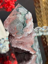 Load image into Gallery viewer, Natural Red Pink Amethyst Tower, Druzy Crystal Decor, Brazilian Quartz Healing Stone 3305
