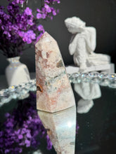 Load image into Gallery viewer, Pink amethyst tower with quartz druzy 3307
