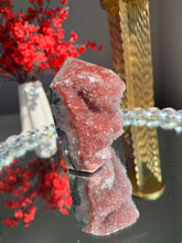 Load image into Gallery viewer, Natural Red Pink Amethyst Tower, Druzy Crystal Decor, Brazilian Quartz Healing Stone 3305
