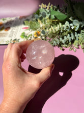 Load image into Gallery viewer, Rose Quartz Sphere with Asterism Stone for Love Heart Chakra and Spiritual Healing 3325 B
