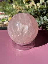 Load image into Gallery viewer, Rose Quartz Sphere with Asterism Stone for Love Heart Chakra and Spiritual Healing 3326 B
