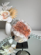 Load image into Gallery viewer, coral orange sugar rainbow amethyst geode
