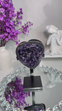 Load and play video in Gallery viewer, High quality Amethyst heart with black agate 2863
