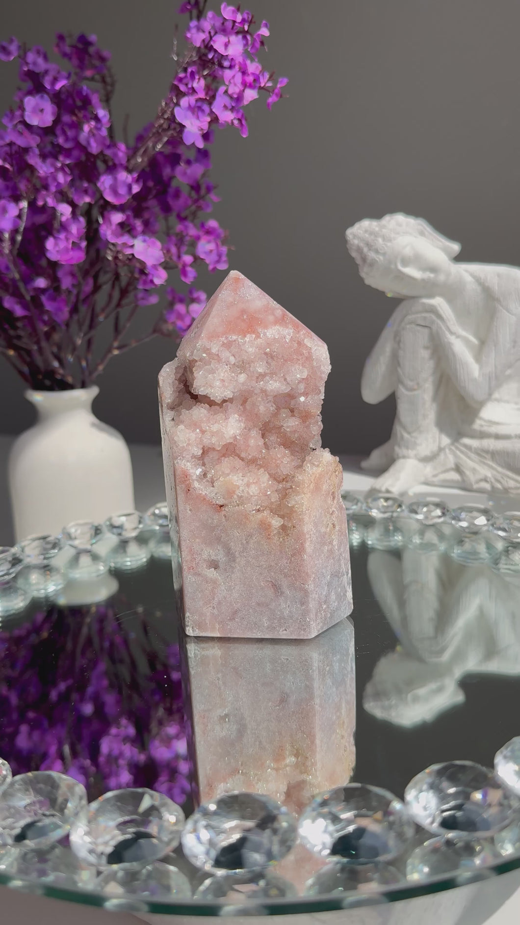 Druzy pink amethyst tower 2788