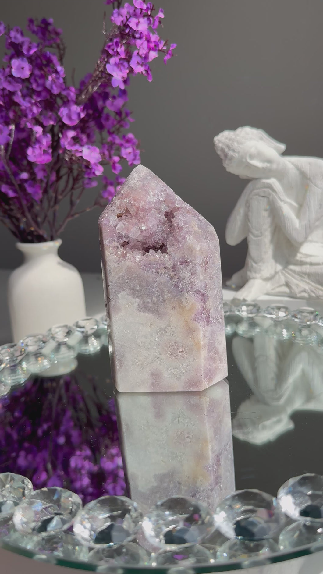 pink amethyst tower with amethyst 2787