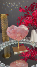Load and play video in Gallery viewer, Pink amethyst heart with amethyst &amp; calcite  2817
