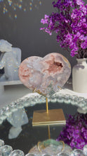 Load and play video in Gallery viewer, Pink amethyst heart with agate 2817

