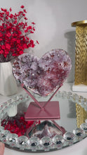 Load and play video in Gallery viewer, Red Druzy pink amethyst heart with amethyst 2842
