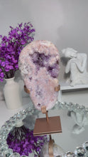 Load and play video in Gallery viewer, Pink amethyst slab with amethyst druzy 2278
