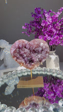 Load and play video in Gallery viewer, Druzy amethyst and Pink amethyst heart 2819
