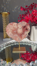 Load and play video in Gallery viewer, Red druzy Pink amethyst heart 2819
