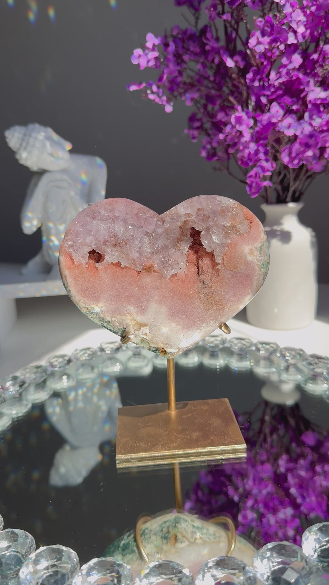 Druzy Pink amethyst heart 2818