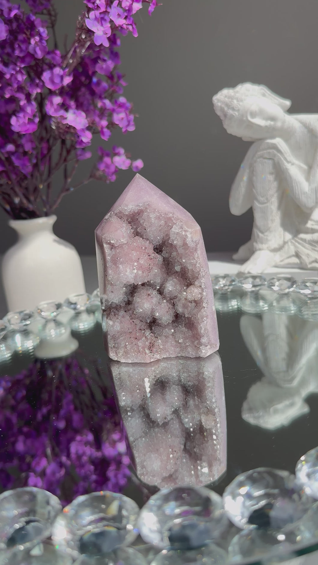 Druzy pink amethyst tower 2788