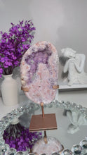 Load and play video in Gallery viewer, Pink amethyst slab with amethyst druzy 2777
