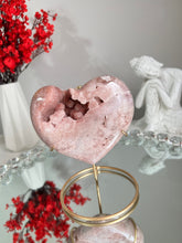 Load image into Gallery viewer, Druzy Pink amethyst heart healing crystal2158
