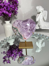 Load image into Gallery viewer, Druzy Pink amethyst heart with amethyst  2331
