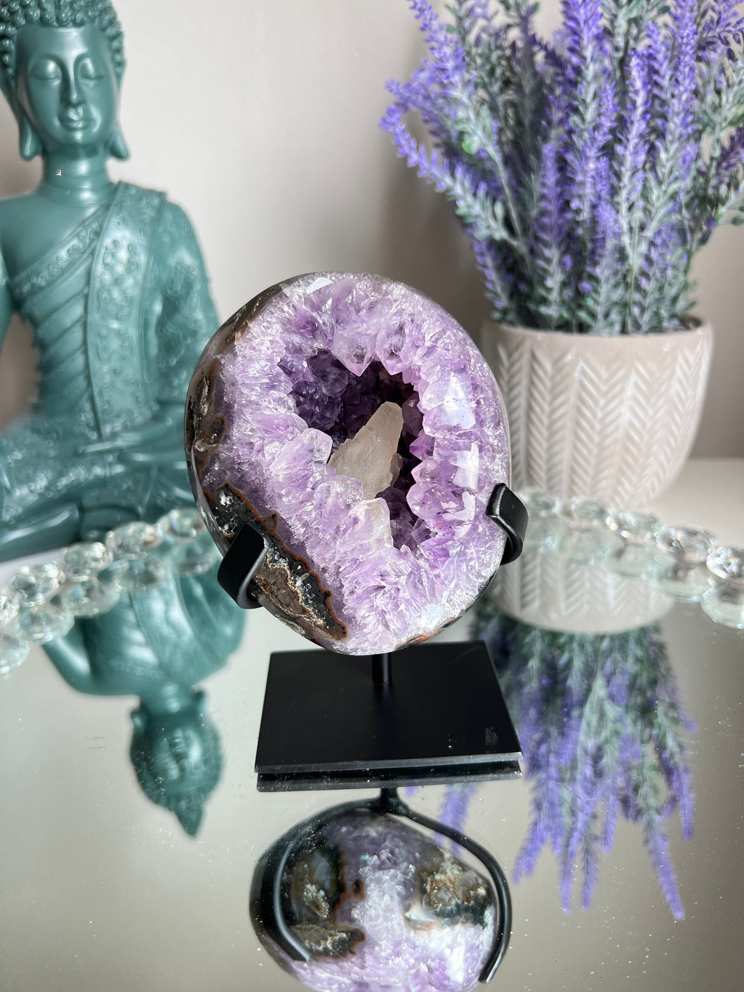 Amethyst geode with calcite   2303