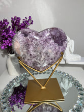 Load image into Gallery viewer, Druzy Pink amethyst heart with amethyst  2325
