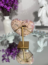 Load image into Gallery viewer, Druzy Pink amethyst heart with amethyst  2333
