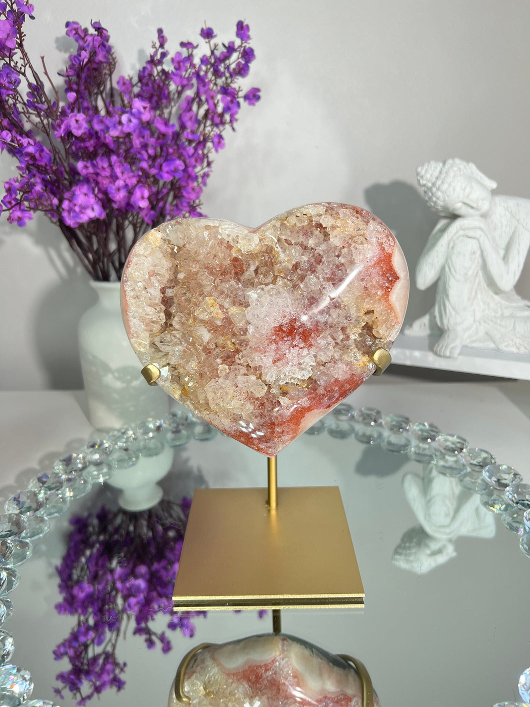 Pink amethyst heart with quartz   2316