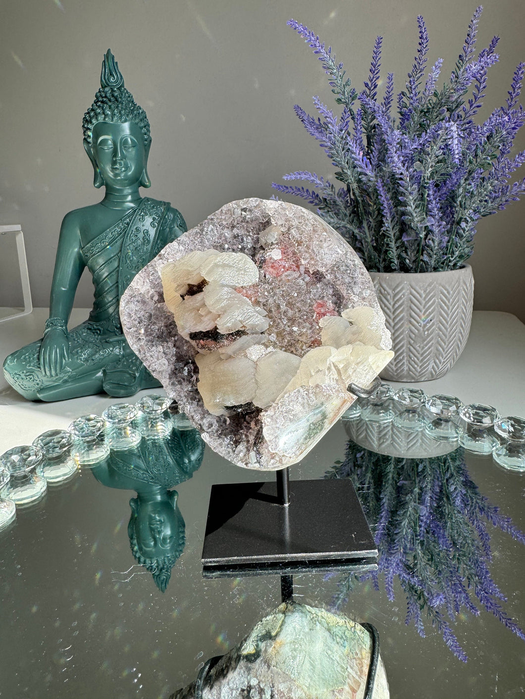 Amethyst with calcite and hematite   2383