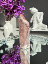 Load image into Gallery viewer, Druzy pink amethyst tower with amethyst  25964
