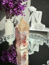Load image into Gallery viewer, Druzy pink amethyst tower with amethyst  25971
