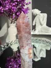Load image into Gallery viewer, Druzy pink amethyst tower with amethyst  25941
