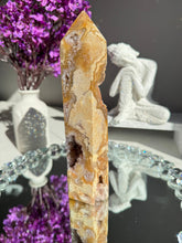 Load image into Gallery viewer, Druzy pink amethyst tower with amethyst  2594
