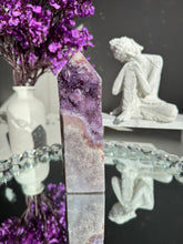 Load image into Gallery viewer, Druzy pink amethyst tower with amethyst  2599
